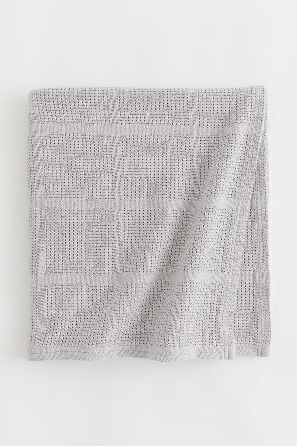 H&M HOME Lattice-knit Cotton Blanket Light Grey