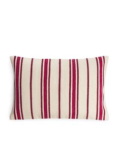 Wool Blend Cushion Cover 40 X 60 Cm Beige/dark Pink
