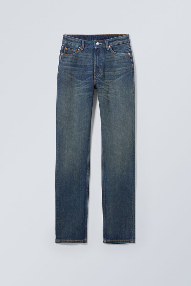 Weekday Jeans Smooth mit schmaler Passform und hohem Bund Swamp Blue