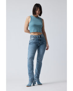 Bløde Slim-fit Jeans Med Høj Talje Vinterblå