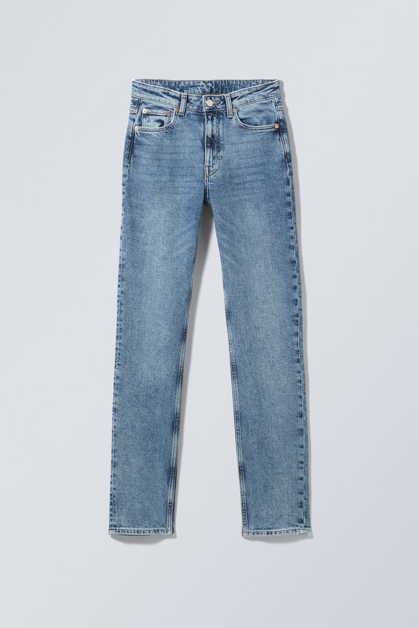 Weekday Jeans Smooth mit schmaler Passform und hohem Bund Winterblau