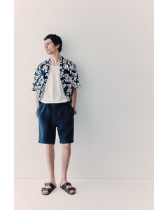 Leinenshorts in Regular Fit Marineblau