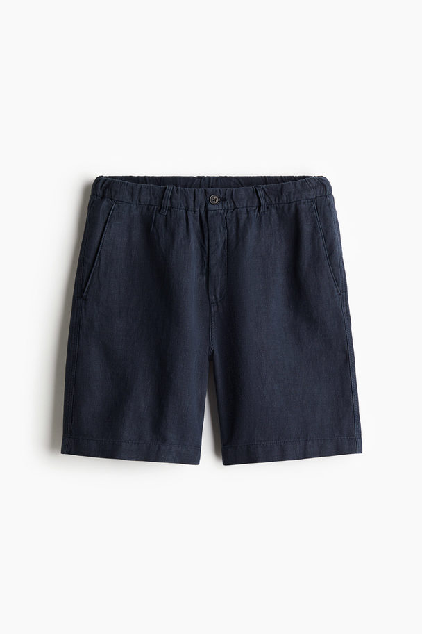 H&M Leinenshorts in Regular Fit Marineblau