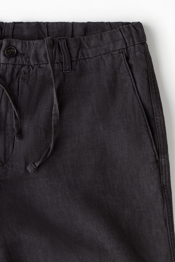 H&M Leinenshorts in Regular Fit Schwarz