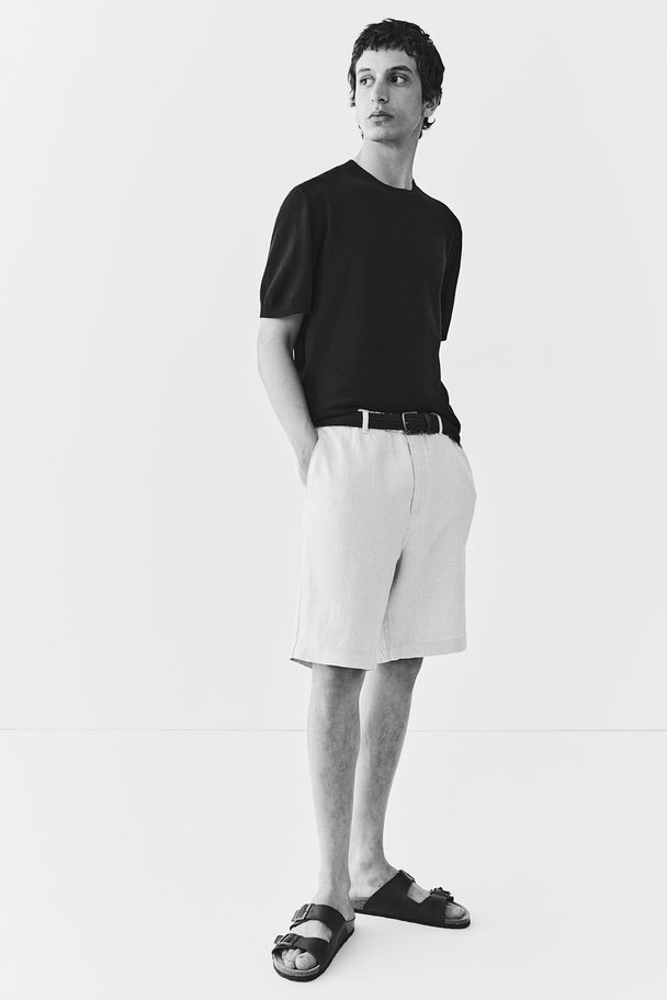 H&M Regular Fit Linen Shorts White