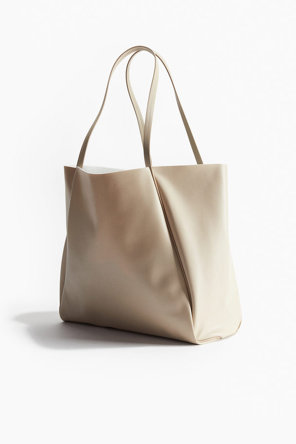 H&M Coated Shopper Light Beige