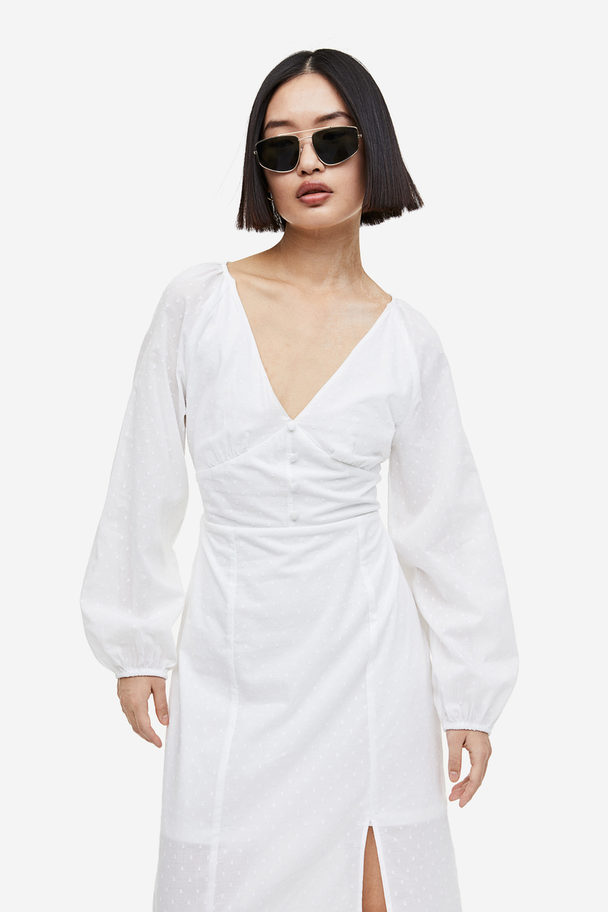 H&M Kleid mit Ballonärmeln Weiß