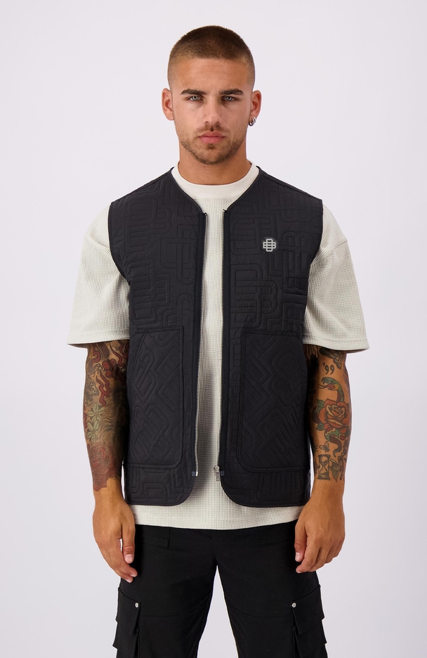 Black Bananas Monogram Quilted Vest Svart