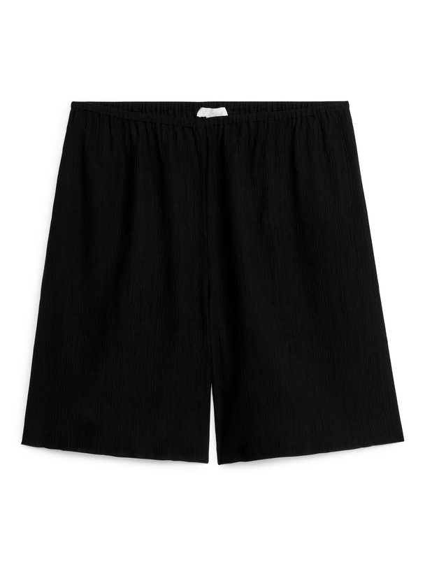 ARKET Loose Fit Crinkled Shorts Black