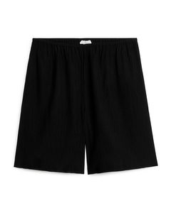 Loose Fit Crinkled Shorts Black