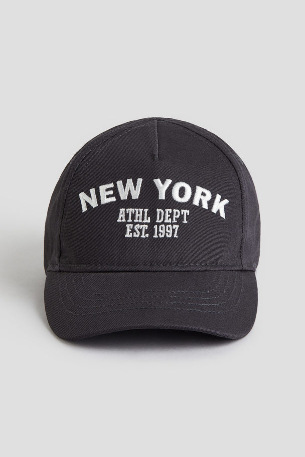 H&M Cotton Cap Dark Grey/new York