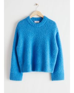 Relaxed Wool Knit Sweater Blue