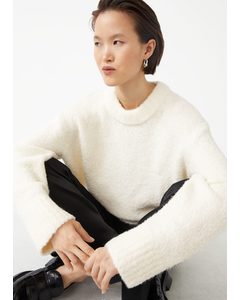 Relaxed Wool Knit Sweater Cream