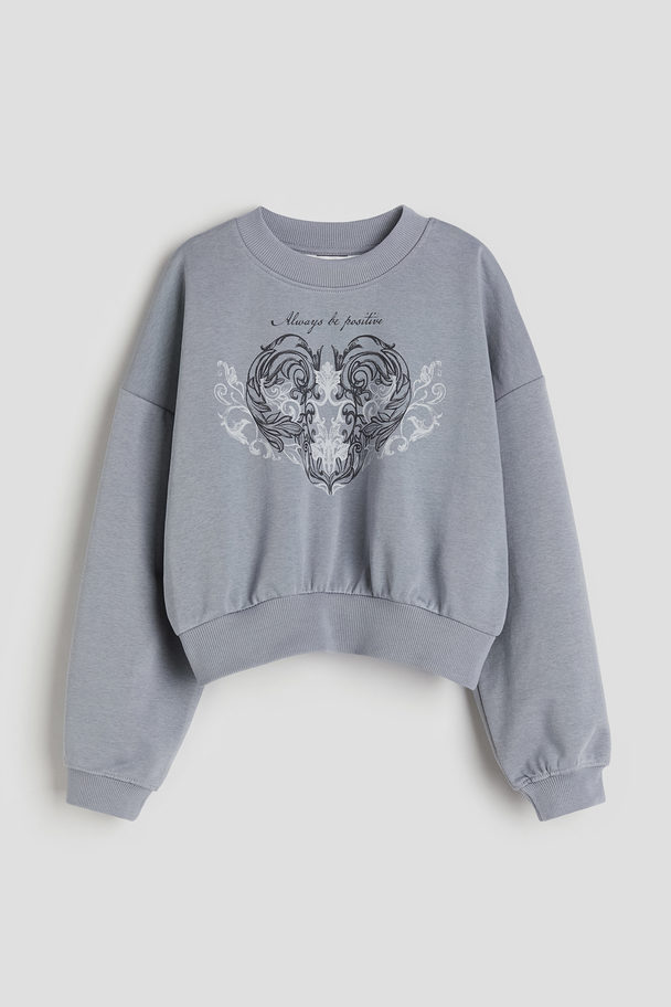 H&M Sweatshirt Grey/always Be Positive