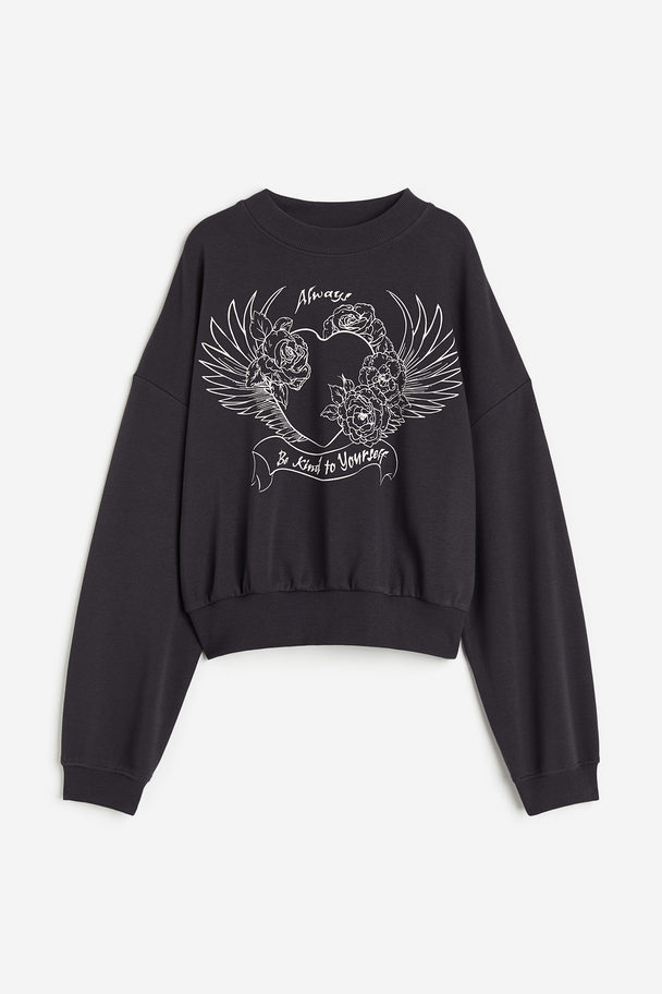H&M Sweatshirt Dark Grey/heart