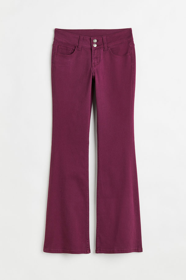 H&M Flared Twill Trousers Plum Purple