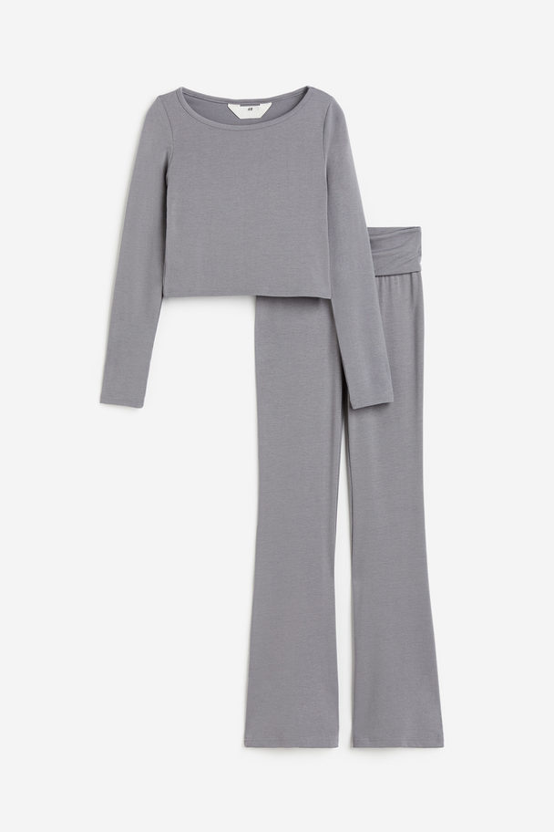 H&M 2-piece Jersey Set Light Grey