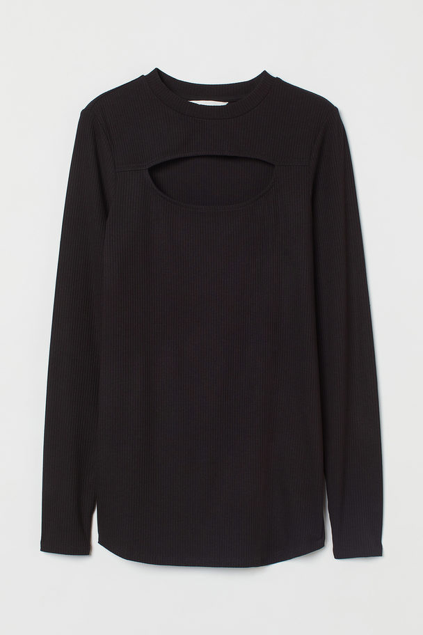 H&M Mama Ribbed Cut-out Top Black