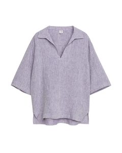 Linen Pop-over Shirt Lilac