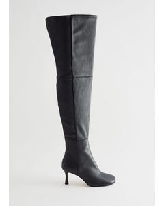 Over Knee Leather Boots Black