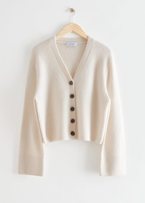 & Other Stories Boxy Wool Knit Cardigan Light Beige