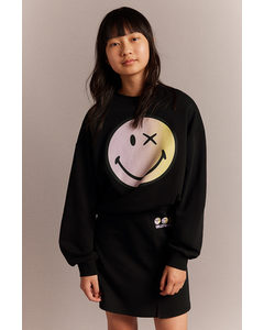 2-piece Sweatshirt And Skirt Set Black/smileyworld®