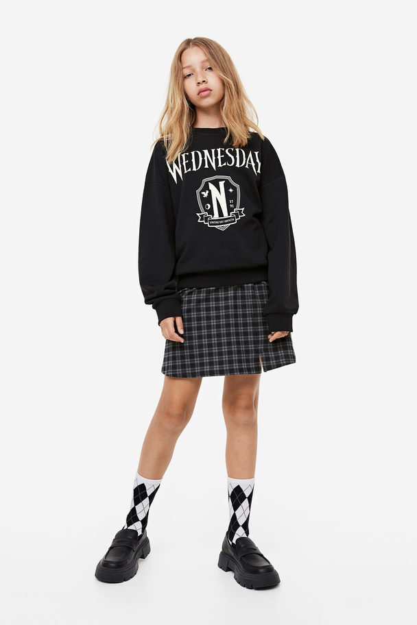 H&M 2-piece Sweatshirt And Skirt Set Black/wednesday