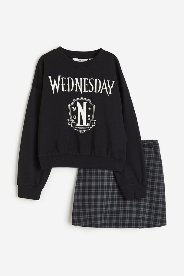 H&M Tweedelige Set - Sweater En Rok Zwart/wednesday