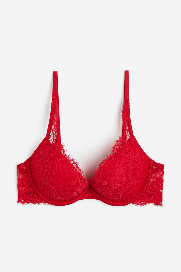 H&M Kanten Superpush-up Bh Rood