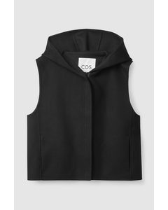 Zip-up Hooded Vest Black