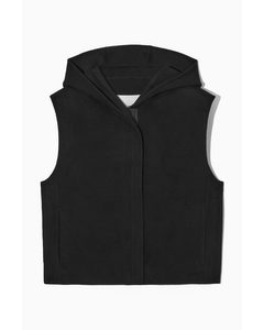 Zip-up Hooded Vest Black
