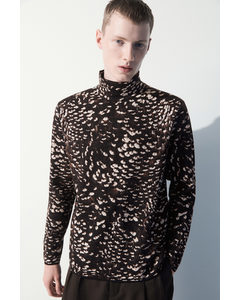 The Feather-jacquard Jumper Dark Brown / Feather Print
