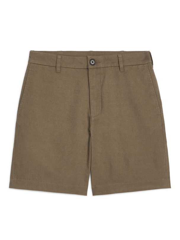 ARKET Linen-blend Shorts Dark Mole