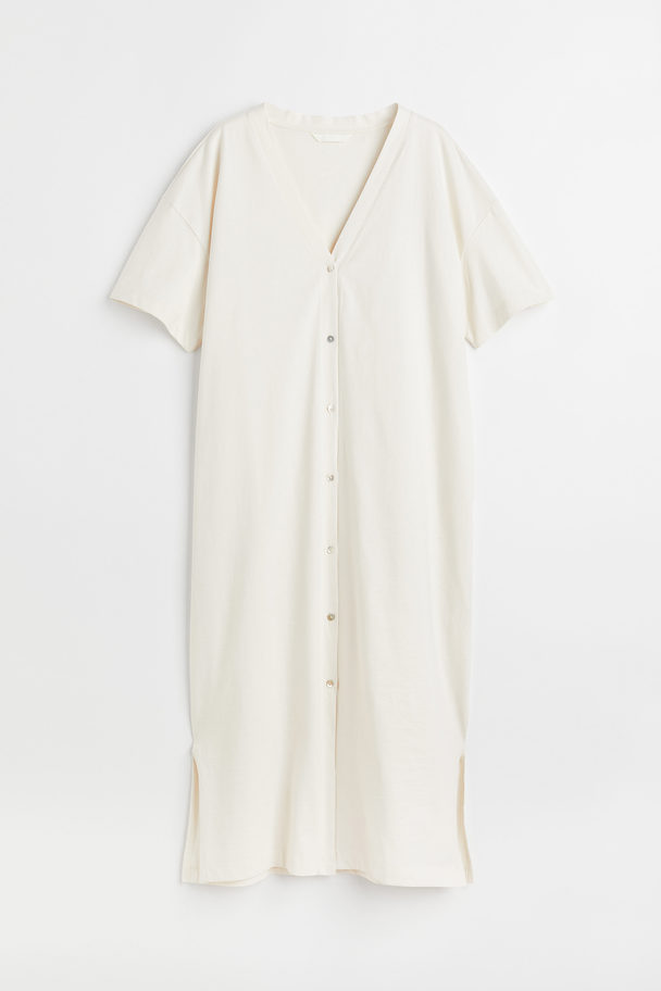 H&M Geknöpftes Jerseykleid Weiß