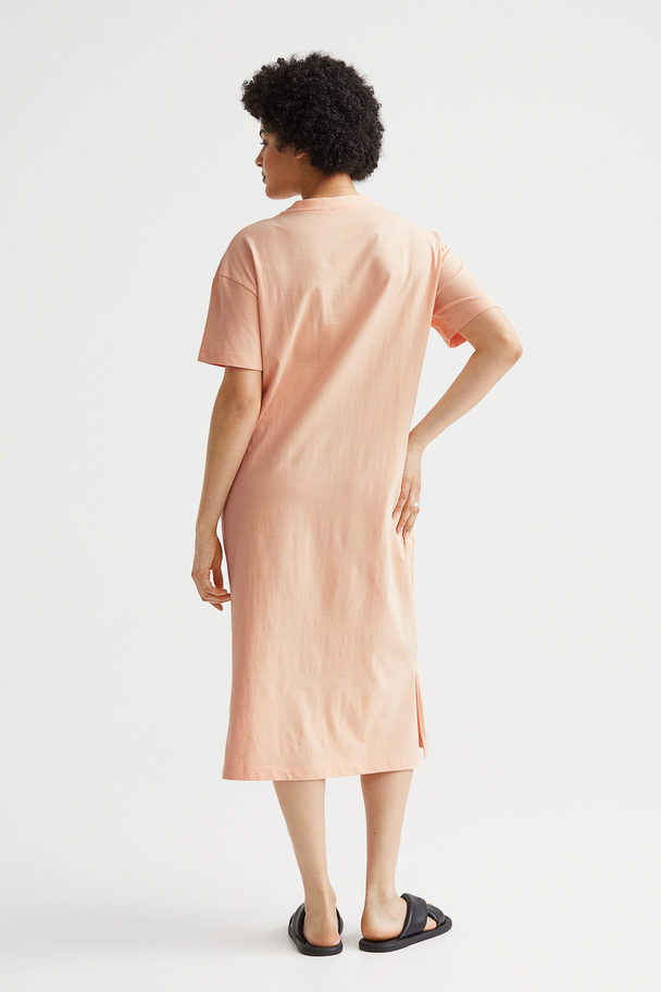 H&M Button-front Jersey Dress Light Apricot
