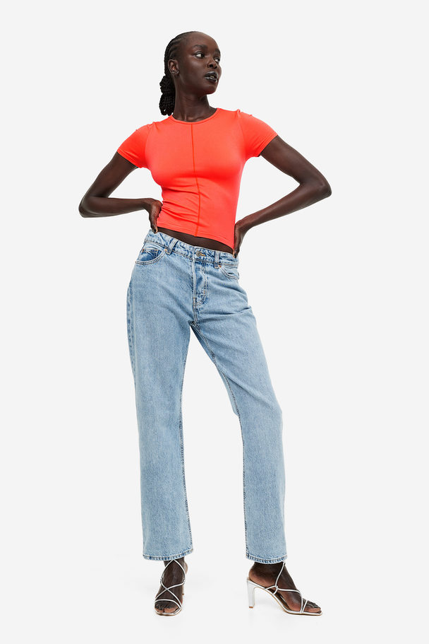 GOOD AMERICAN So Soft Sculpted Tee Fiery Coral