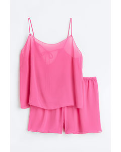 Pyjama Cami Top And Shorts Pink