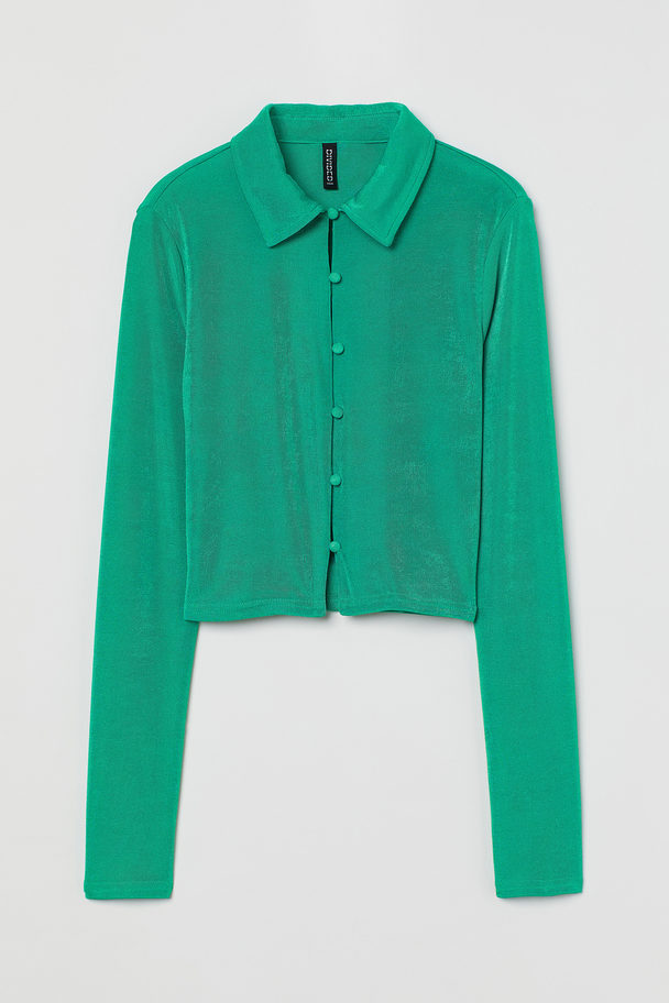 H&M Skjorte I Trikot Grønn