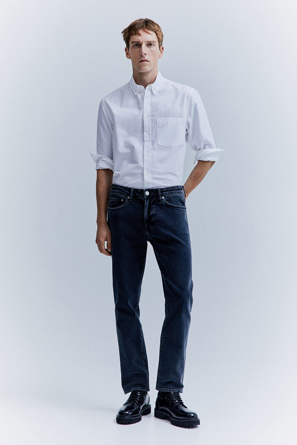 H&M Straight Regular Jeans Donkerblauw