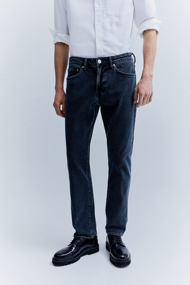 H&M Straight Regular Jeans Dunkelblau