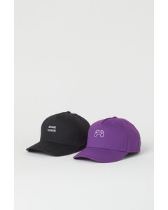 2-pack Twill Caps Purple/black