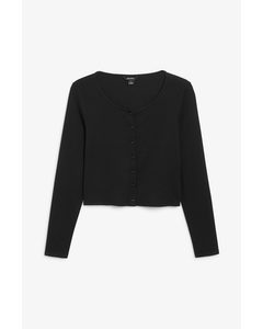 Button-up Long Sleeve Top Black
