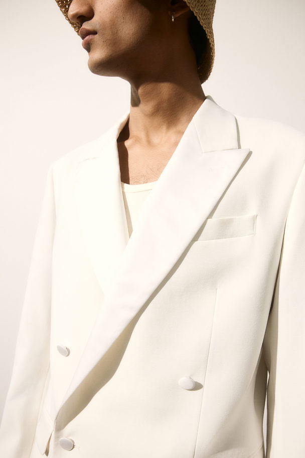 H&M Zweireihige Smokingjacke in Regular Fit Weiß