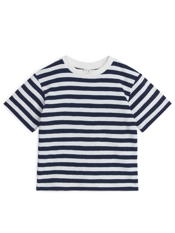 ARKET Textured T-shirt Blue/stripes