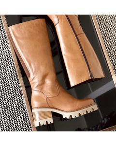York Light Brown Leather Heeled Ankle Boots