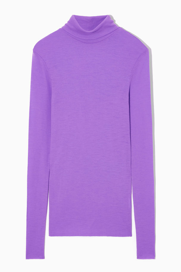 COS Slim-fit Merino Wool Turtleneck Top Purple