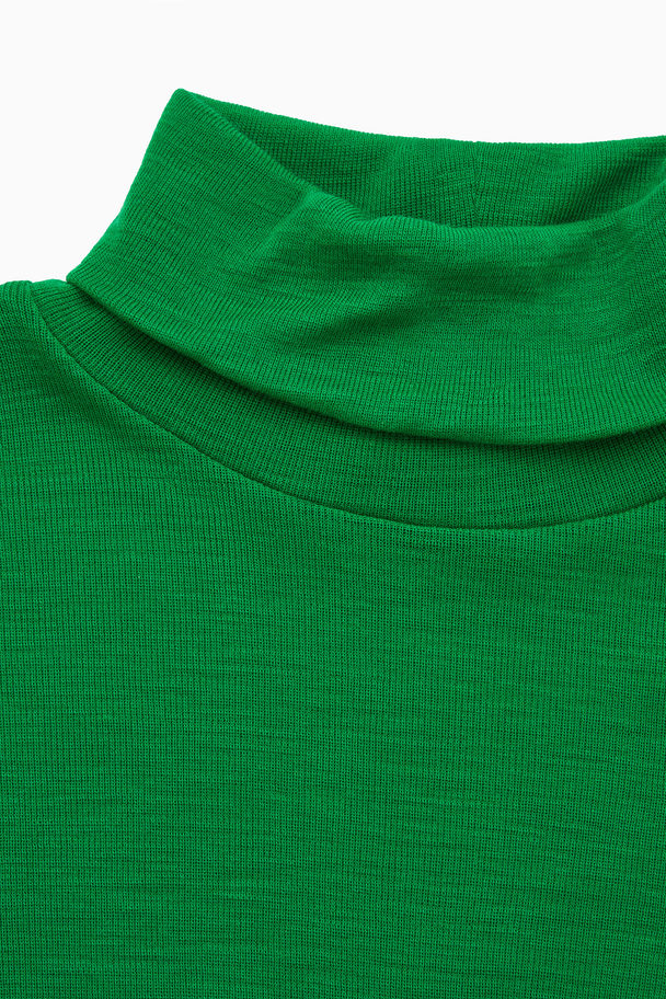 COS Slim-fit Merino Wool Turtleneck Top Green