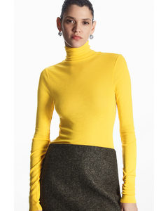 Slim-fit Merino Wool Turtleneck Top Yellow