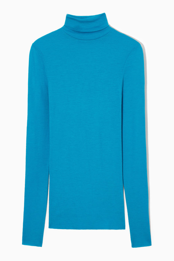 COS Merino Wool Turtleneck Top Bright Turquoise