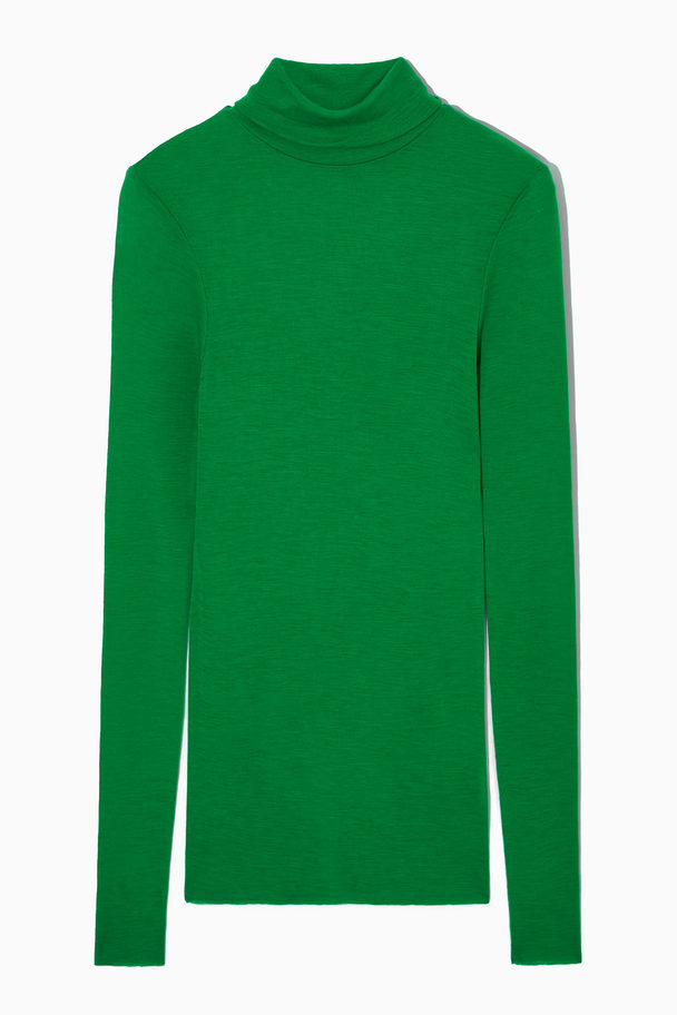COS Slim-fit Merino Wool Turtleneck Top Green